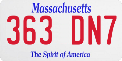MA license plate 363DN7