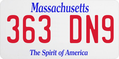 MA license plate 363DN9