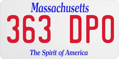 MA license plate 363DP0