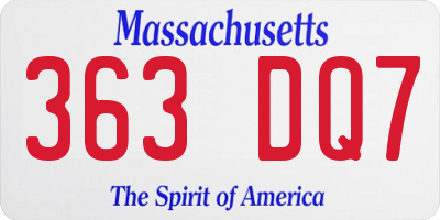 MA license plate 363DQ7