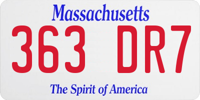 MA license plate 363DR7
