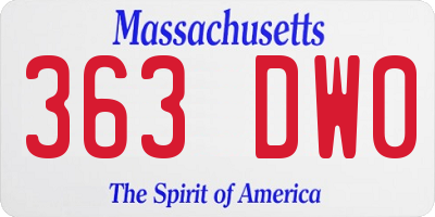 MA license plate 363DW0