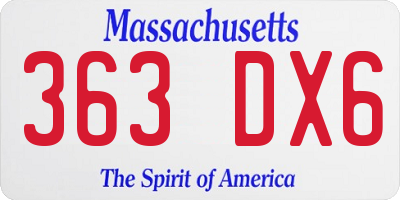 MA license plate 363DX6