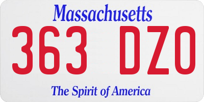 MA license plate 363DZ0