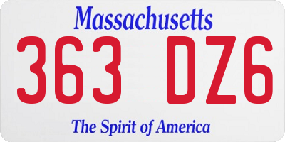 MA license plate 363DZ6