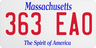 MA license plate 363EA0