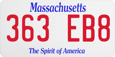 MA license plate 363EB8