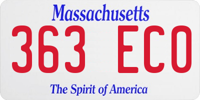MA license plate 363EC0