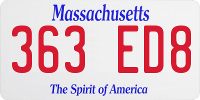 MA license plate 363ED8