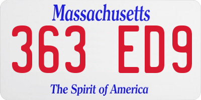 MA license plate 363ED9
