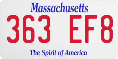 MA license plate 363EF8