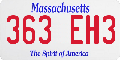 MA license plate 363EH3