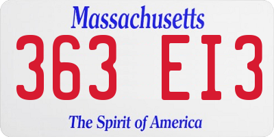 MA license plate 363EI3