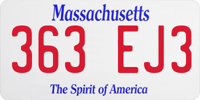 MA license plate 363EJ3