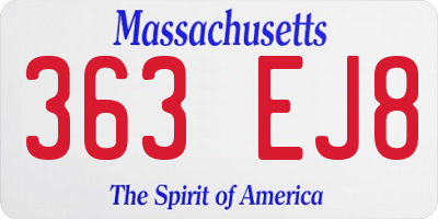 MA license plate 363EJ8