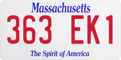 MA license plate 363EK1