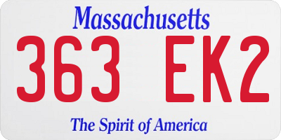MA license plate 363EK2