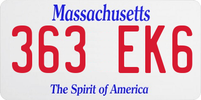 MA license plate 363EK6