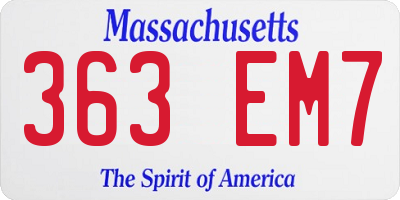 MA license plate 363EM7