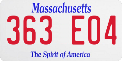 MA license plate 363EO4