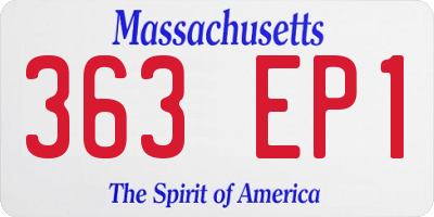 MA license plate 363EP1