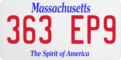 MA license plate 363EP9
