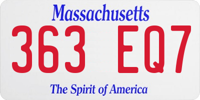 MA license plate 363EQ7