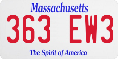 MA license plate 363EW3