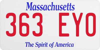 MA license plate 363EY0