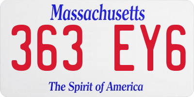 MA license plate 363EY6