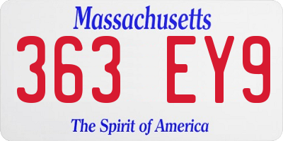 MA license plate 363EY9