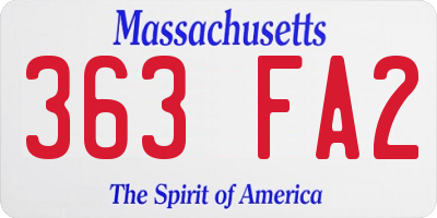 MA license plate 363FA2