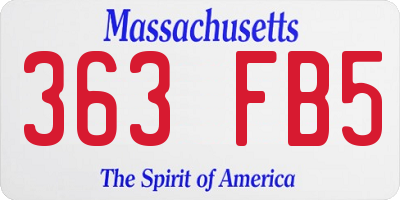 MA license plate 363FB5