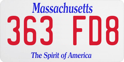 MA license plate 363FD8