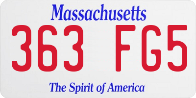 MA license plate 363FG5