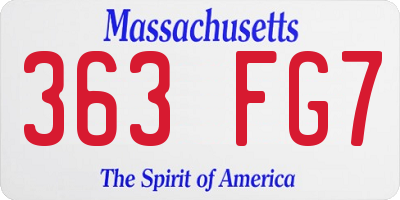 MA license plate 363FG7