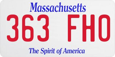 MA license plate 363FH0