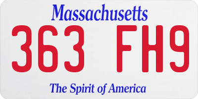 MA license plate 363FH9