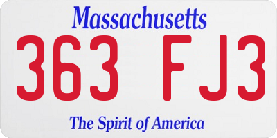 MA license plate 363FJ3