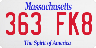 MA license plate 363FK8
