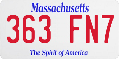 MA license plate 363FN7