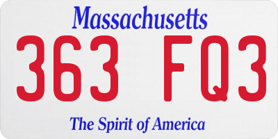 MA license plate 363FQ3