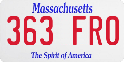 MA license plate 363FR0