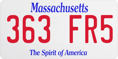 MA license plate 363FR5