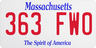 MA license plate 363FW0