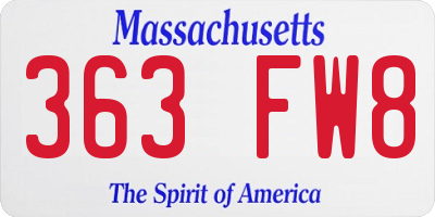 MA license plate 363FW8