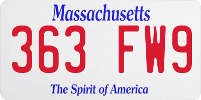 MA license plate 363FW9