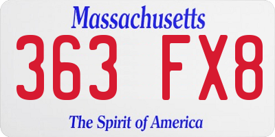 MA license plate 363FX8