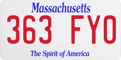 MA license plate 363FY0