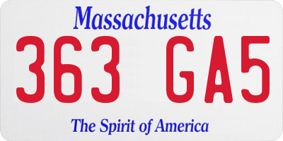 MA license plate 363GA5
